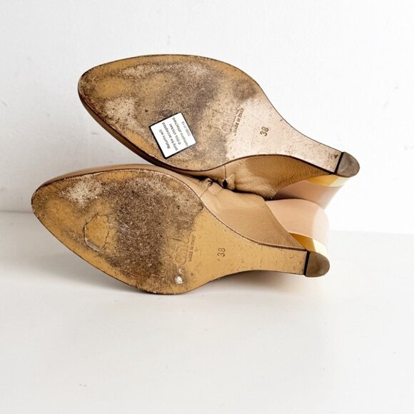 Chloe sling back wedge ankle booties cream taupe size 38 - Picture 5 of 7